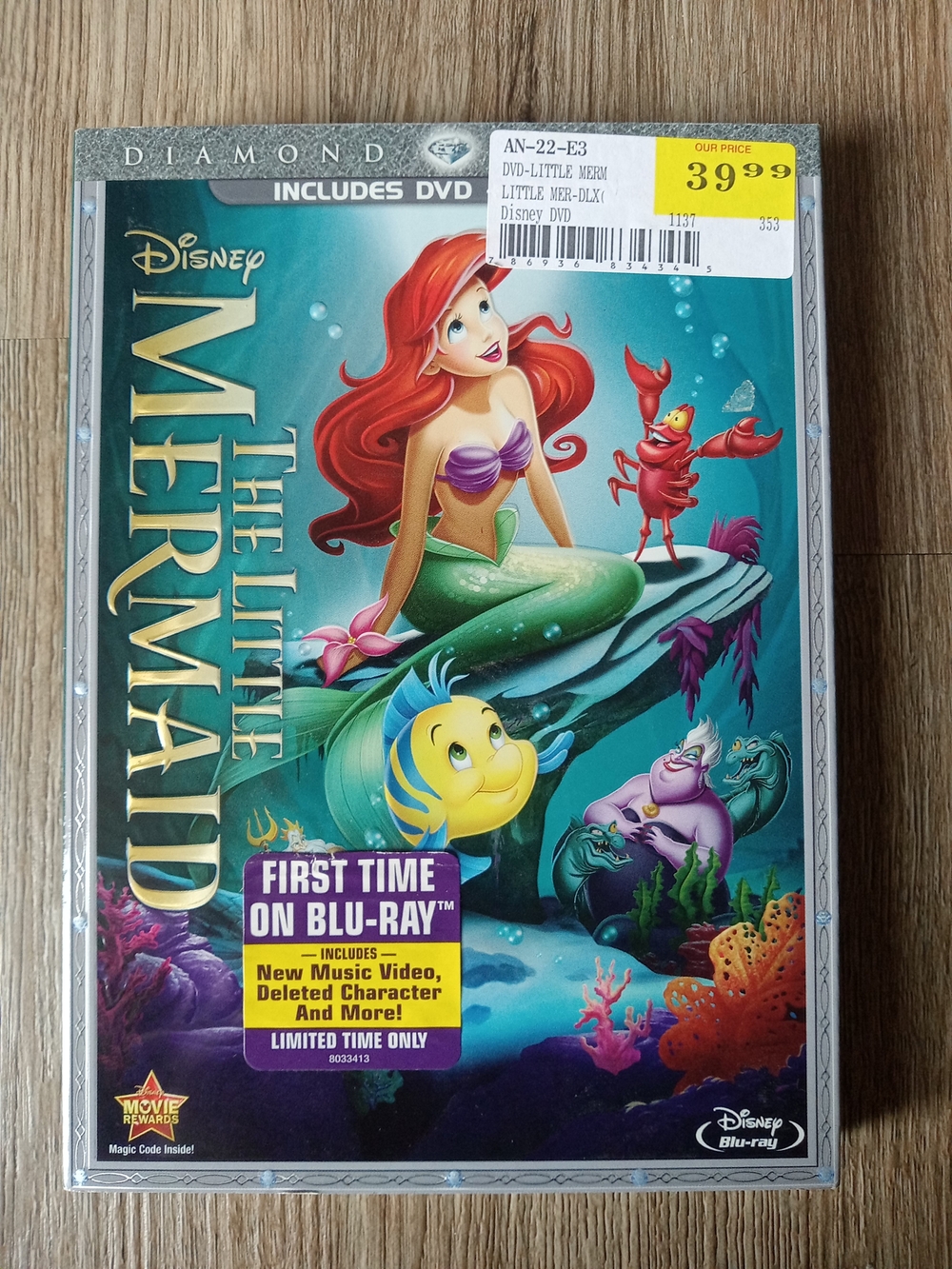 New Sealed The Little Mermaid Blu-ray DVD  2-Disc Set Diamond Edition Disney